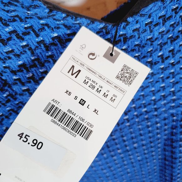 zara textured weave tank dress blue mini size medium or large NWT 8844 106 - Picture 6 of 10